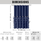 Seasonwood Navy Blue Shower Curtain for Bathroom Ruffle Shower Curtain 72 X 84 Inches Farmhouse Shower Curtains with Buttons & Blue Ruffles