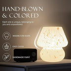 Mushroom Table Lamp for Bedroom, Small Bedside Lamp for Living Room, Modern Cute Nightstand LED Lamp Dimmable, White
