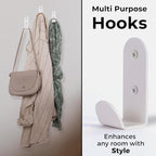 Heavy-Duty White Wall Hooks for Hanging (Set of 3) – Stylish & Sturdy Metal Hooks for Coats, Backpacks, Towels & Bags | Decorative Modern Hooks for Entryways, Bathrooms & Kids’ Rooms