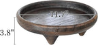 Light Wood Round Footed Serving Tray,Wabi Sabi Decor,Brown Decorative,Candle Tray,Wooden Display Riser