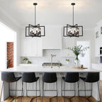 Modern Farmhouse Chandeliers Dining Room Light Fixtures, 6-Light Kitchen Island Lighting,Industrial Metal Black Geometric Chandelier for Stairway Foyer Living Room, UL-Listed