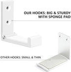 Folding Coat Hooks, 5pcs White Wall Hooks Heavy Duty for Hanging Coat Towel Backpack, Foldable Adhesive Hooks, Headphone Jacket Holder, Aluminum Alloy Hook with Screws for Purse Hat Bag Keys