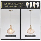 11" Amber Hammered Glass Pendant Light, Blown Glass Hanging Light Fixture with Brushed Nickel Finish, Vintage Modern Ceiling Light for Kitchen Island, Dining Room, Hallway, Living Room