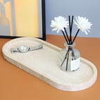 OOBOOB Oval Natural Marble Bathroom Tray for Decor Countertop, Marble Vanity Tray for Candles Perfume, Jewelry, Cosmetics, Elegant Vanity Organizer for Jewelry, Perfume
