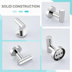 Bath Towel Hook 2 PCS, Angel Simple SUS304 Stainless Steel Kitchen Bathroom Towel Holder, Round Robe Hook Wall Mounted, Polished Chrome