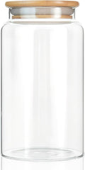 42 oz/1200 ml Glass Storage Canister with Airtight Lid, Clear Decorative Container Jar for Coffee, Spice, Candy, Salt, Cookie, Condiment, Pepper, Sugar, Overnight Oats - Large