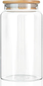 42 oz/1200 ml Glass Storage Canister with Airtight Lid, Clear Decorative Container Jar for Coffee, Spice, Candy, Salt, Cookie, Condiment, Pepper, Sugar, Overnight Oats - Large