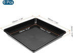 MECCANIXITY Plant Pot Saucer 7 Inch Plastic Square Flower Drip Tray for Indoor Outdoor, Black Pack of 6