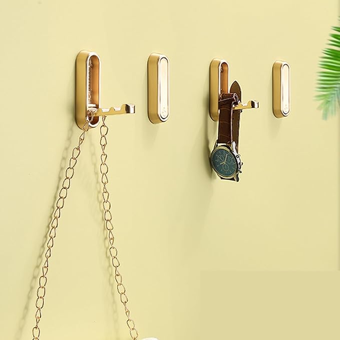 4PCS Folding Coat Hook, Heavy Duty Wall Hooks Made of Zinc Alloy, Foldable Gold Wall Hooks for Hanging Coats, Scarves, Hats, Bathrobes, Keys, Bags (Gold)