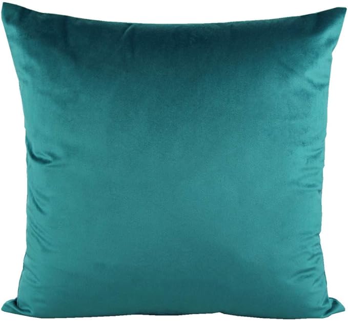 Teal Decor Throw Pillow Covers Soft Solid Square Velvet Decorative Couch Cushion Covers Cozy Pillow Cases Home Decoration for Patio Sofa Bedroom Office Car 18x18 Set of 2
