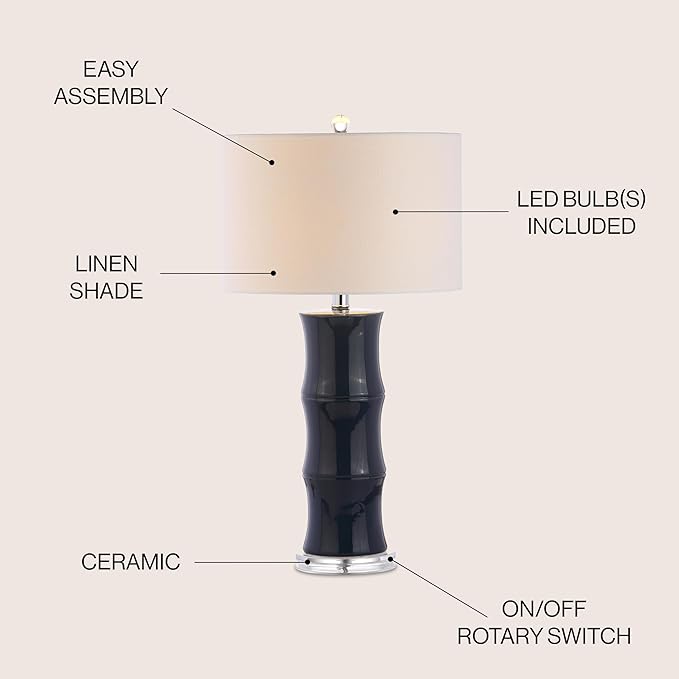 JONATHAN Y JYL3015A Tiki 26.5" Ceramic LED Table Lamp Contemporary Traditional Bedside Desk Nightstand Lamp for Bedroom Living Room Office College Bookcase LED Bulb Included, Navy