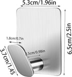 DELITON Sticky Hooks for Hanging Adhesive, Silver Wall Hooks for Bathroom Kitchen Office Stainless Steel Heavy Duty No Damage, Brushed Nickel, 6 Pack