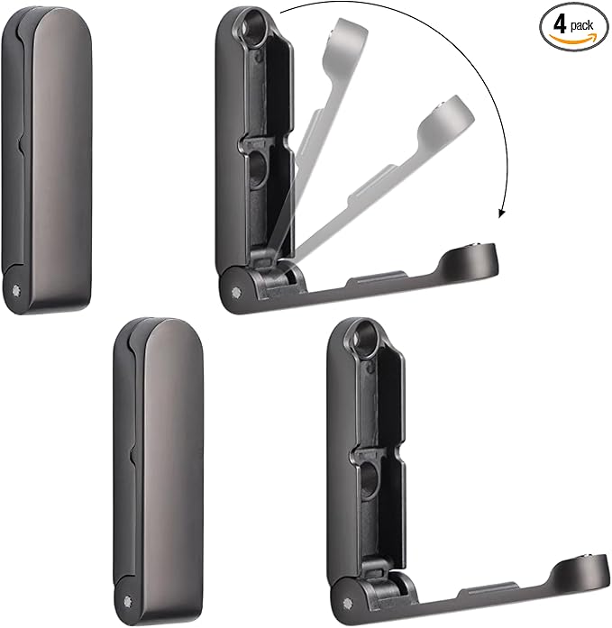 4Pcs Folding Coat Hooks, Zinc Alloy Folding Wall Hook for Hanging Coat Scarf Hat Robe Key Purse, folding coat hooks wall mounted with Screws(Gray)