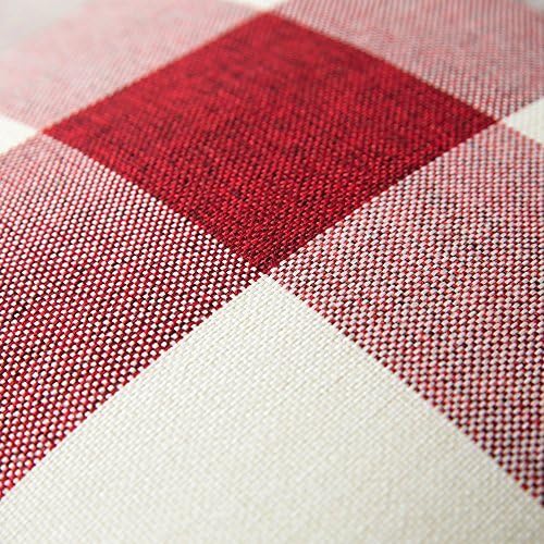 MIULEE Pack of 2 Christmas Farmhouse Checkers Buffalo Plaids Polyester Linen Soft Soild Square Porch Throw Pillow Covers Home Decor Cushion Case for Sofa Bedroom Outdoor 20 x 20 Inch Red and White