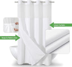 Stall No Hooks Needed Linen Textured Shower Curtain with Snap-in Fabric Liner Set,Hotel Luxury Decor Shower Curtains for Bathroom,Waterproof & Washable,60Wx74H,White