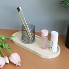OOBOOB Oval Natural Marble Bathroom Tray for Decor Countertop, Marble Vanity Tray for Candles Perfume, Jewelry, Cosmetics, Elegant Vanity Organizer for Jewelry, Perfume