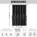 Seasonwood Black Ruffle Shower Curtain Farmhouse Style Black Fabric Shower Curtain Nature Button Shabby Chic Ruffles and French Country Style 72×72