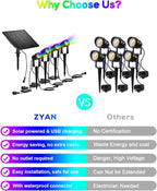 ZYAN Halloween Solar Spotlights Outdoor, RGB Color LED Lights with Remote Control, Auto On/Off Dimmable Waterproof Landscape Spot Lights for Garden, Yard, Trees, Decorations (8 Pack)