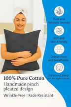 COTTON STICH Pinch Pleated Standard Pillow Shams Set of 2 Dark Grey 600 Thread Count Soft Dark Grey Pinch Pillow Shams Standard 20" x 26" Size 100% Egyptian Cotton Decorative Pillow Covers Set