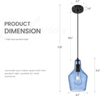 Emliviar 1-Light Kitchen Pendant Lighting, Industrial Adjustable Hanging Pendant Light with Seeded Glass, Blue Finish, DYE286G1-MIL BK