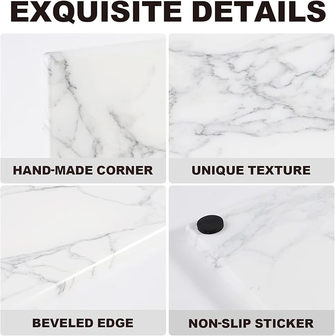 Natural Marble Cutting Boards for Kitchen - 12" x 8" Multi-Purpose Pastry Marble Tray Cheese Board Marble Slab for Counter, Bathroom Perfume Tray Jewelry Candle Plate (Arabescato)