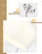 Emak Pendant Lights Kitchen Island with Milk Glass Shade, Modern 8 Inch Brushed Nickel Pendant Light Hanging Lights for Kitchen Island, Dining Room, Bathroom, Bedroom, PL122-BN-ML