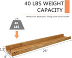 24 Inch Floating Shelves Wall Mounted Set of 2, Rustic Wall Shelves for Decor and Storage, Natural Solid Oak Wood Shelf, Picture Ledge for Bedroom/Bathroom/Living Room/Kitchen, Natural Color, 24*4*1.5