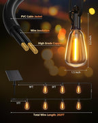 Brightown 202FT Solar String Lights Outdoor Waterproof with Remote, 65+1 LED Shatterproof Bulbs, Dimmable & Timable, 3 Light Modes - Commercial Grade Patio Lights for Garden Backyard Party Decor