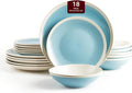 Rock Ridge Speckled Stoneware Dinnerware Set (18pc Set, Turquoise and Ivory)
