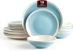 Rock Ridge Speckled Stoneware Dinnerware Set (18pc Set, Turquoise and Ivory)