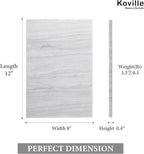 Koville Natural Marble Cutting Board for Kitchen Countertop, 12" x 8" Pastry Bread Macaron Display Board, Real Stone Slab Marble Cheese Boards, Bathroom Perfume Tray Candle Plate(Nestos White)