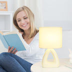 LAMPWELL LILA Small Table Lamp for Living Room as Bedside Table Lamp for Bedroom,Modern Ceramic Table Lamp,Kids Table Lamp,Night Table Lamp,6.7×3.94×H11.8IN,Bulb Excluded,Milk curry (Cream) Table Lamp