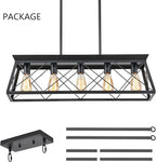 HuixuTe 5-Light Farmhouse Pendant Light for Dining Room, Rustic Kitchen Island Lighting, Adjustable Height Chandeliers for Kitchen, Dining Room Table Black