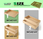 Stack Bamboo Drawer Organizer Set of 5, Kitchen Utensil, Flatware&Silverware Organizer-Wood Laminated Stackable for Kitchen, Bedroom, 13.4''x4.5''*2+10.2''x3.3''*2+10.2''x6.7''*1