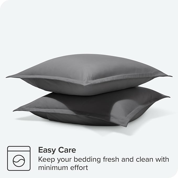 Bare Home Euro Pillow Sham Covers - Set of 2 - Premium 1800 Ultra-Soft Microfiber - Double Brushed - Bed Pillow Shams - Pillows Not Included (Set of 2, Grey)