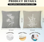 JINYO Boho Neutral Floral Pillow Covers 18x18 Set of 4, Minimalist Elegant Rustic Flower Botanical Decorative Throw Pillow Covers for Living Room Bedroom Home, Floral Flower Room Decor