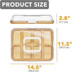 SpaceAid Charcuterie Board with Clear Lid, Portable Travel Cheese Cutting Boards for Picnic Accessories, Bamboo Serving Tray with Lids, House Warming Gifts, White Handles, 8 Compartments