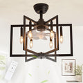 Black Chandelier Fan Farmhouse Rustic Ceiling Fan with Light and Remote, Adjustable Height, Rustic Chandeliers for Living Room, Bedroom, Hallway, Entryway Kitchen Lighting