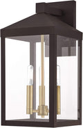 Livex 20584-07 Transitional Three Light Outdoor Wall Lantern from Nyack Collection in Bronze/Dark Finish