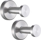 Angle Simple Bathroom Towel Hook 2 Pack, SUS304 Stainless Steel Bathrobe Coat Clothes Holder for Kitchen Cabinet Closet, Heavy Duty Wall Hook, Brushed Nickel