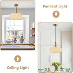 KCO Lighting Large Milk Glass Pendant Lighting Kitchen Island Brushed Brass Globe Pendant Light Mid Century Modern Hanging Light Fixture Gold White Pendant Light