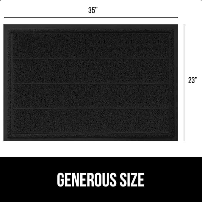 GORILLA GRIP Dirt Grabber Mesh Doormat, Low-Profile, Stain and Fade Resistant Heavy Duty Quick Dry Striped Doormats, Mats for Indoor or Outdoor Entry, Shoe Scraper, Garage Entrance Mat, 35x23, Black