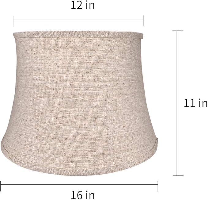 Tootoo Star Brown Large Drum Lamp Shade for Chandeliers Floor Light and Table Lamp,12x16x11" Spider,Fabric Natural Linen Hand Crafted (Brown)