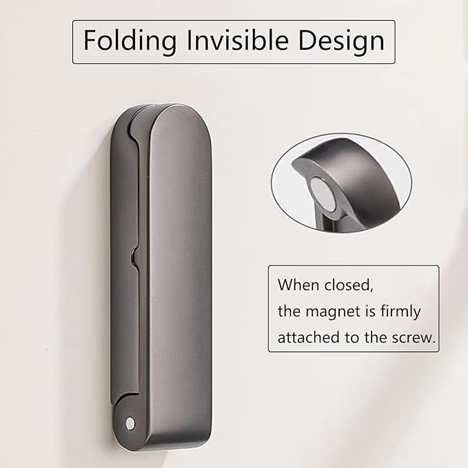 4Pcs Folding Coat Hooks, Zinc Alloy Folding Wall Hook for Hanging Coat Scarf Hat Robe Key Purse, folding coat hooks wall mounted with Screws(Gray)