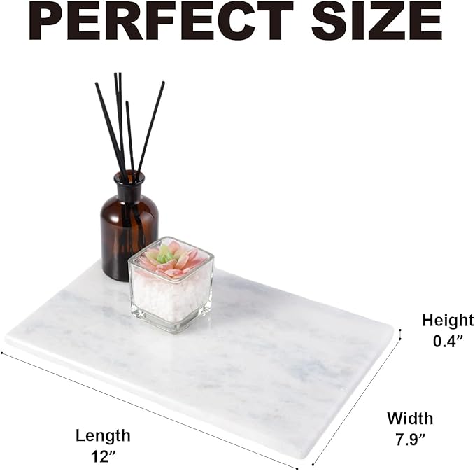 Natural Marble Cutting Boards for Kitchen - 12" x 8" Multi-Purpose Pastry Marble Tray Cheese Board Marble Slab for Counter, Bathroom Perfume Tray Jewelry Candle Plate (Namib Fantasy)