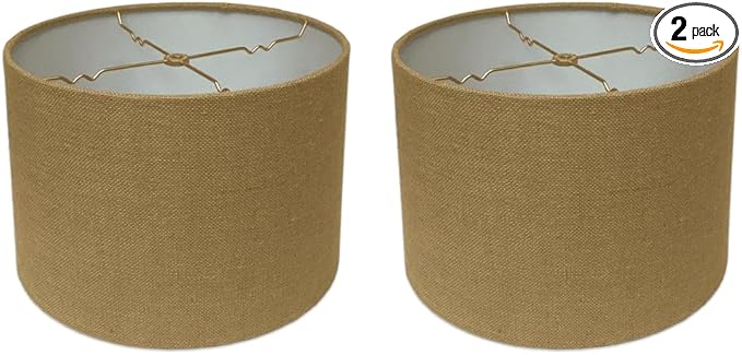 Royal Designs, Inc. HB-610-18BL-2 Shallow Drum Hardback Lamp Shade, 17 x 18 x 11.5, Burlap, 2-Pack