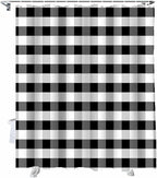 Vandarllin Rustic Black White Buffalo Check Plaid Pattern Shower Curtain, Farmhouse Shower Curtains Set with Hooks, Waterproof Fabric Bathroom Curtains Decor Home Accessories, Stall Long 54 X 78 Inch