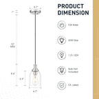 zeyu Pendant Lights Kitchen Island, Modern Kitchen Pendant Lighting Over Island for Dining Room, Brushed Nickel Hanging Lights Fixtures with Clear Glass Shade, ZG33M1L BN