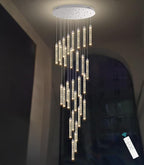 30-Light 197'' High Ceiling Chandeliers Modern Crystal Chandeliers for Entryway Long Spiral LED Dimmable Chandelier Flush Mount Ceiling Staircase Foyer Living Room Sloped ceilings Light Fixture