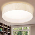 Hamilyeah Flush Mount Ceiling Light Fixture 24W, Dimmable LED Ceiling Light with Beige Fabric Shade 5CCT, 12 inch Drum Light Fixture Ceiling Mount for Living Room, Kitchen, Bathroom, Bedroom